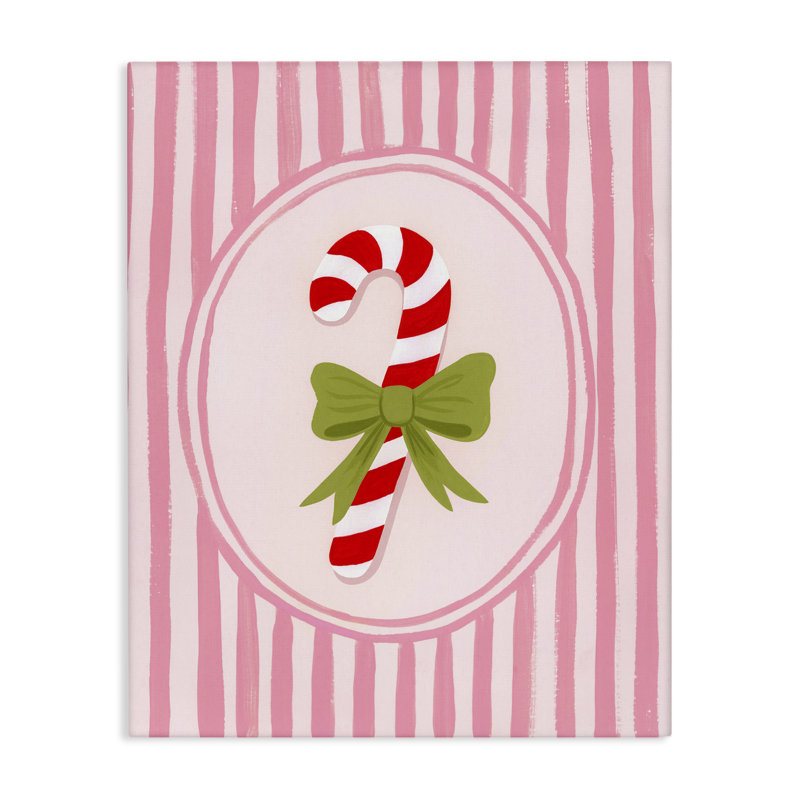 Canne de bonbon avec toile à rayures en ruban, design par Courtney Haley, H 20 po x l 16 po