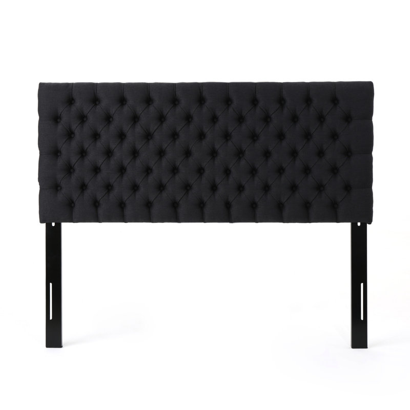 Charcoal Grey Upholstered Headboard For Queen Size Bed, Elegant Contemporary Hue, Charcoal Gray