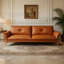 Canapé modulaire orange en cuir véritable-129490149