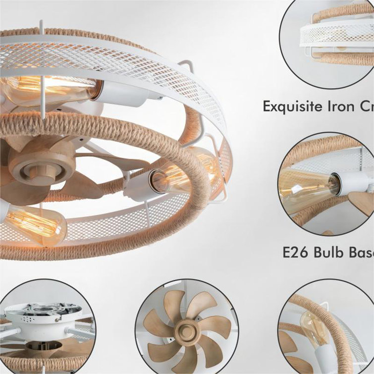 19.7”Ceiling Fan with Light, Lighting Kit Not Included