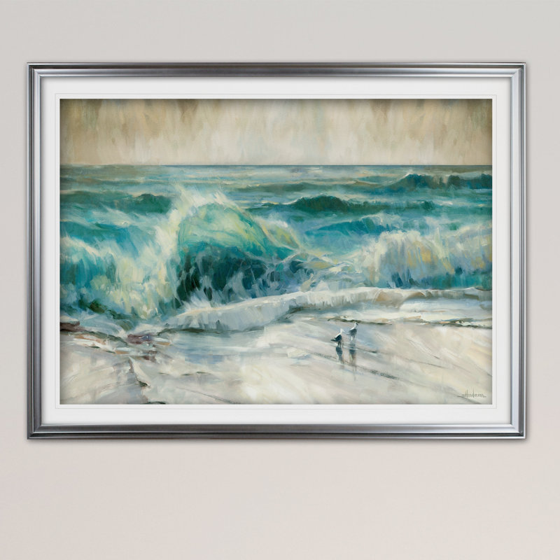 « water music », reproduction de peinture à l’acrylique encadrée, Argent, H 30 po x l 40 po x P 1,5 po