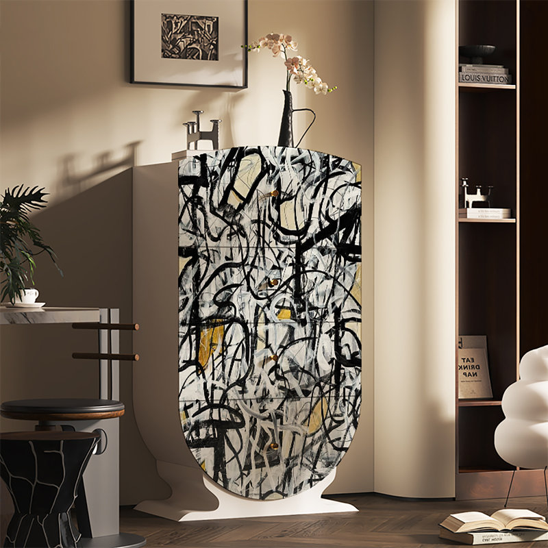 Cabinet français d'art abstrait rétro, Blanc