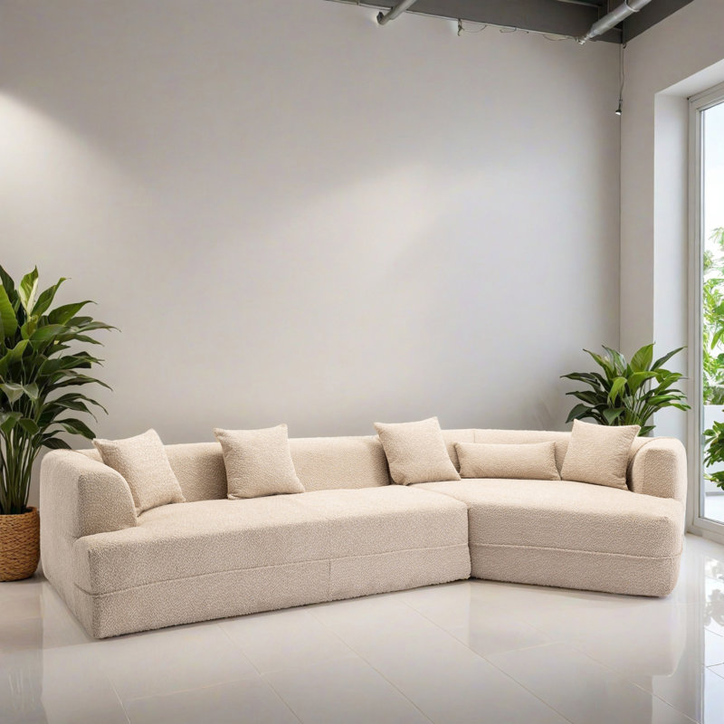 Canapé modulaire de 128,02 po avec méridienne en forme de L, canapé modulaire moderne avec siège profond et fauteuils rembourrés pour la chambre à coucher du salon