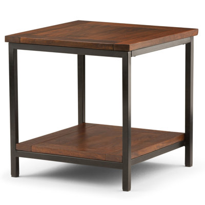22" Brown Metal Square End Table