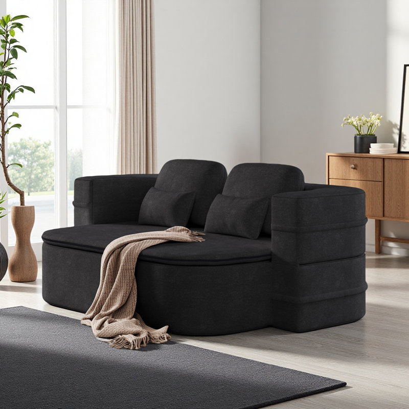 Canapé-lit pliable 75 po 2-en-1, canapé-lit convertible en mousse avec couverture multifonctionnelle, canapé-lit pliant en chenille, canapé-lit pour salon