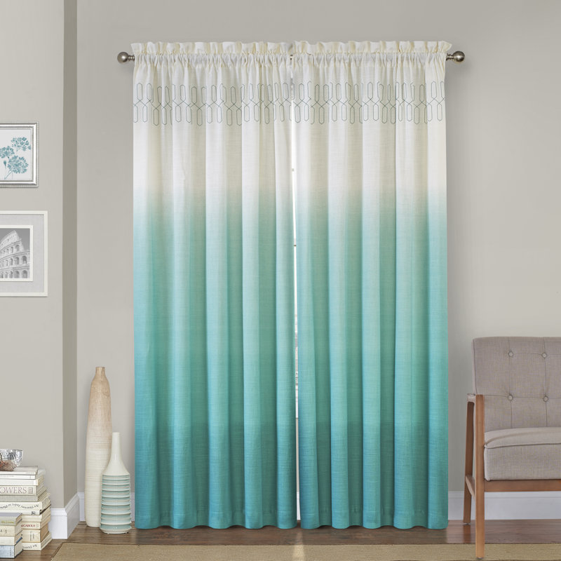 Signature Arashi Fashion Ombre Window  Curtain, 52 Inches Wide x 63 Inches Long, Single Window Curtain Panel, Indigo, Indigo