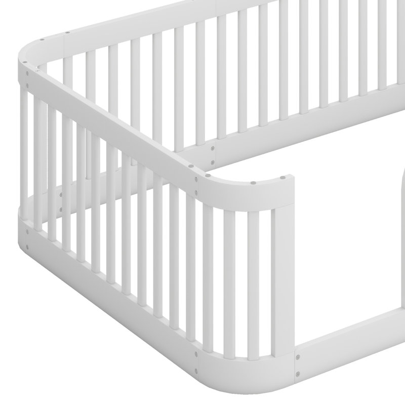 Structure de lit en bois avec clôture, Blanc