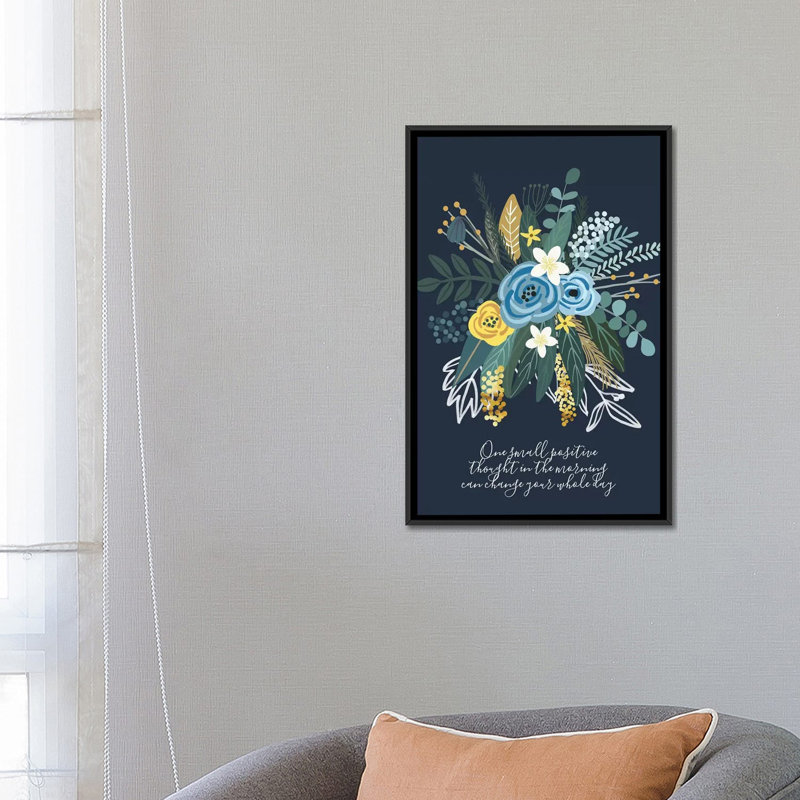 « bouquet i », impression sur toile, H 26 po x l 18 po x P 1,5 po, Toile avec cadre flottant noir, Pas de tapis