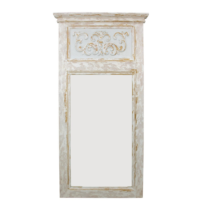 Romeo Flat Solid Wood Wall Mirror, Gray/Brown