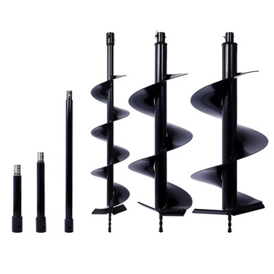 Foret à tarière pour trou de plantation, outil de plantation de trou de poteau pour creuser les trous de poteau pour tarière 3/4 po, tarière de rechange pour tarière à forer 6 po + 10 po + 12 po + tiges d'extension