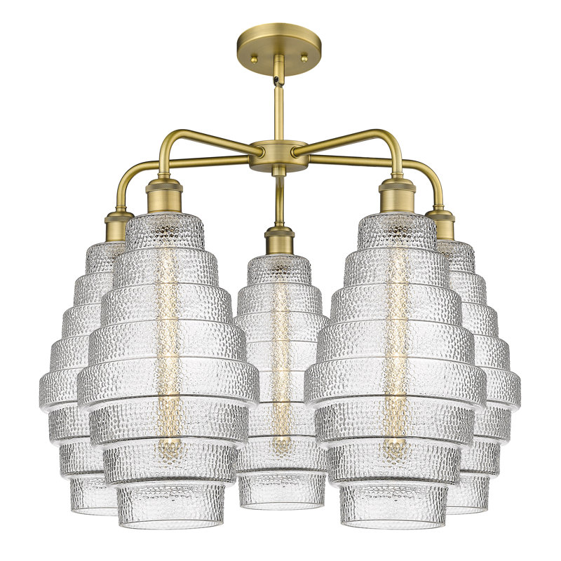 Lustre unique à 5 lumières Bedrie, Fumée, Laiton brossé