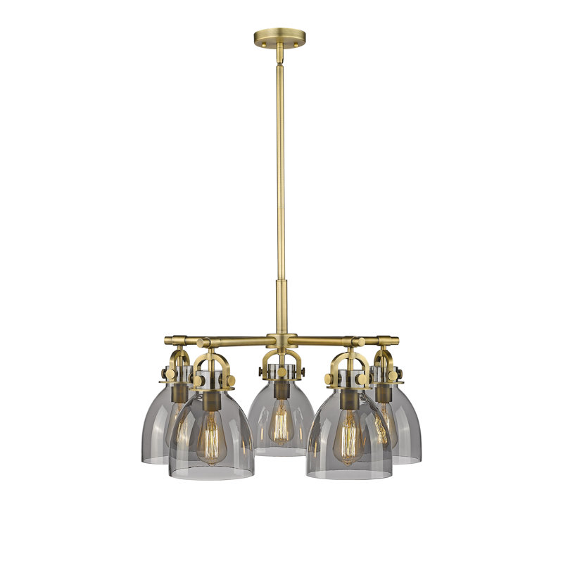 Lustre suspendu 5 lumières 7 po Avacyn, Laiton brossé, Plaqué couleur fumée