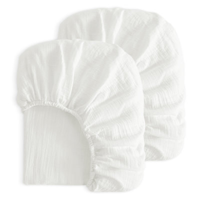 Ensemble de 2 draps-housse pour lit de bébé en mousseline de coton, housse de matelas pour tout-petit ultra doux et respirant