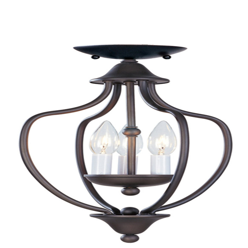 Lustre empire géométrique à 3 lumières, Bronze