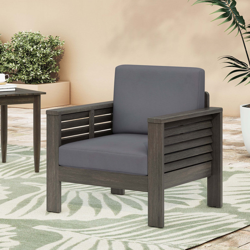 Outdoor Acacia Wood Club Chairs, Gray