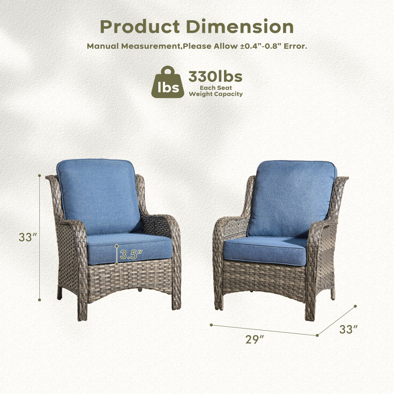 Chaise de patio avec coussins Gretna, Bleu, gris