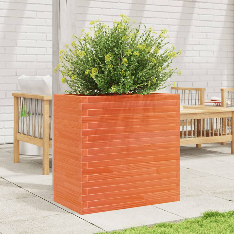 3 Wood Planter, Wax brown, 68.5cm H x 70cm W x 40cm D