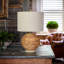 22" Rattan Table Lamp With Oat Shade