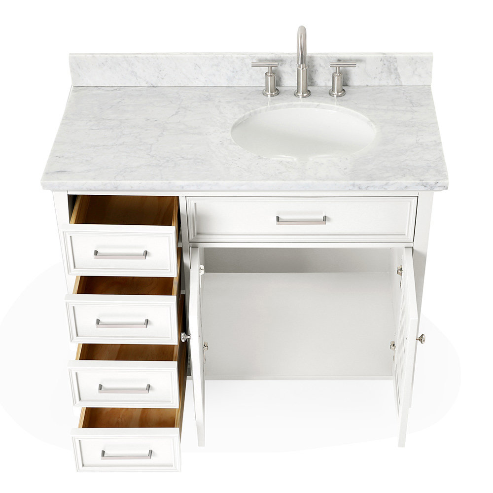 43'' Single Bathroom Vanity, Right, White