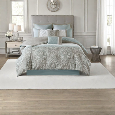 Luxurious Queen Bedding Sets, Soft Polyester Comforter, Transitional Elegance For Home