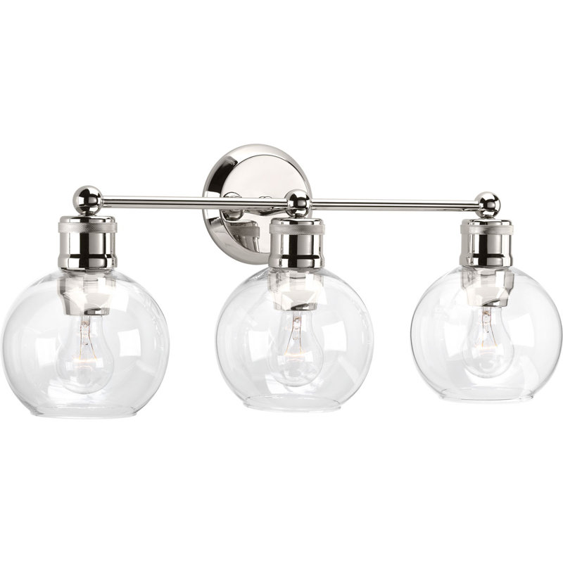 Éclairage pour salle de bain 3 lumières à intensité variable, Nickel poli