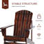 Chaise en bois Weather avec porte-gobelet - Exquis pour terrasse, jardin, cour, patio, foyer extérieur