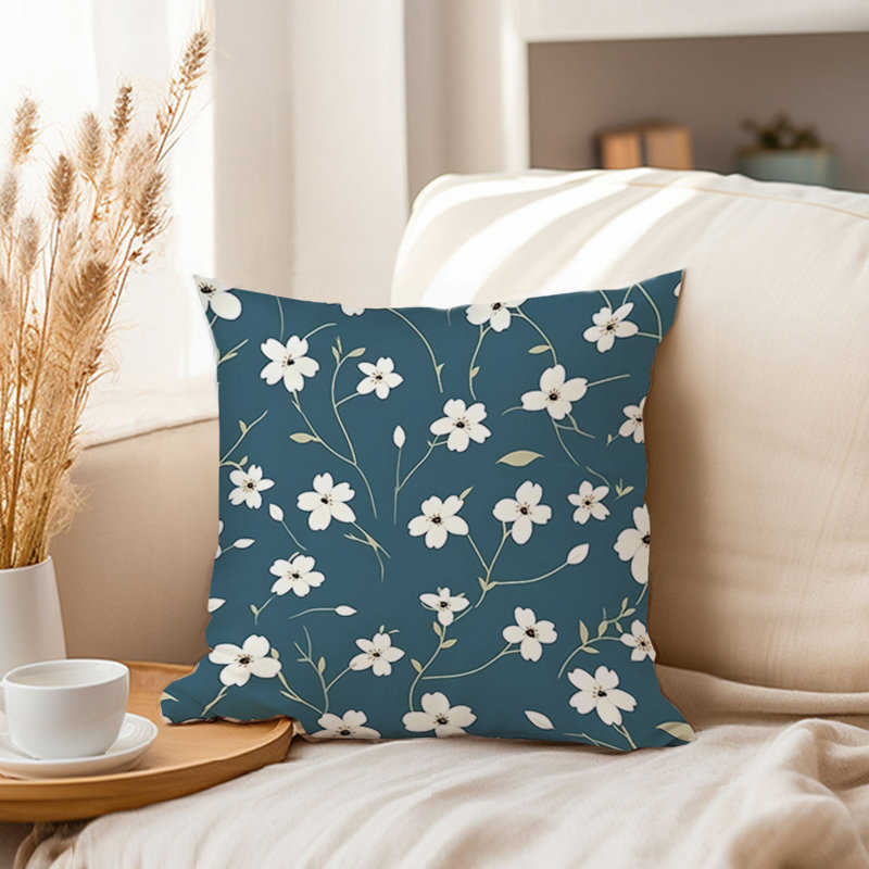 Floral Jasmine Flowers Pattern XII Modern, 18"H x 18"W