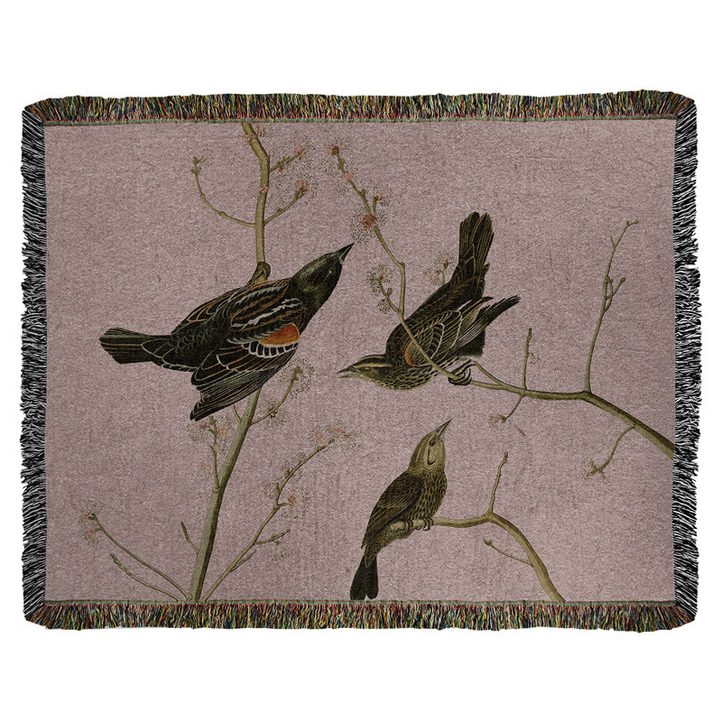 John James Audubon Hand Woven Throw Blanket, Pink