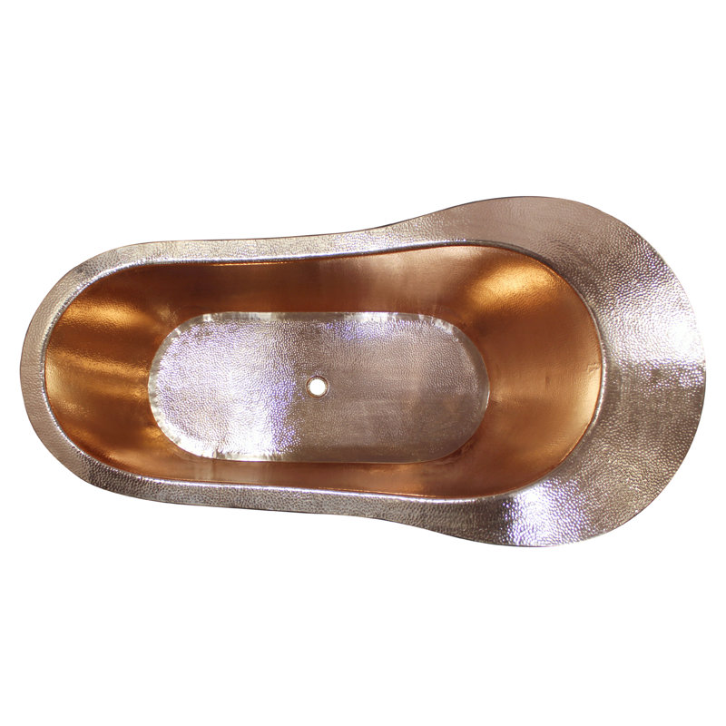 Naples 73'' x 36.38'' Freestanding Soaking Copper Bathtub, Center