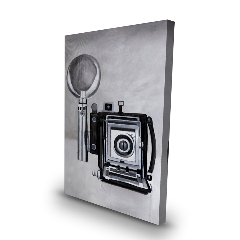 Caméra antique - œuvre d'art sur toile grise | Style rétro