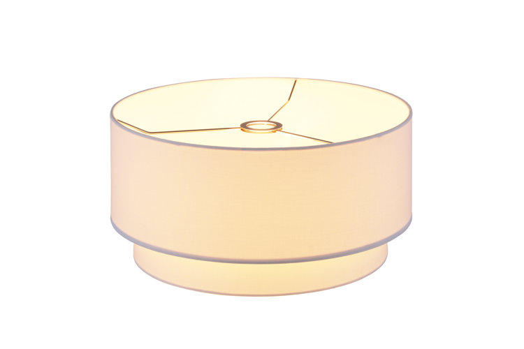Double drum-shaped lamp shade displayed against a white background.