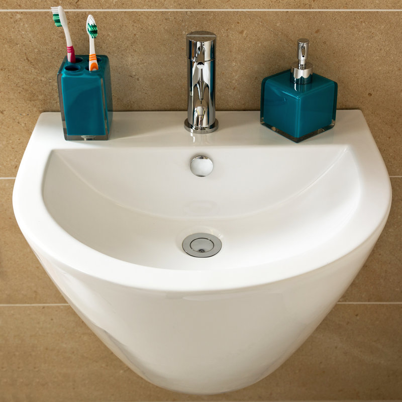 White Stone Derby 530mm L x 530mm W White Ceramic U-Shaped Sink with Overflow