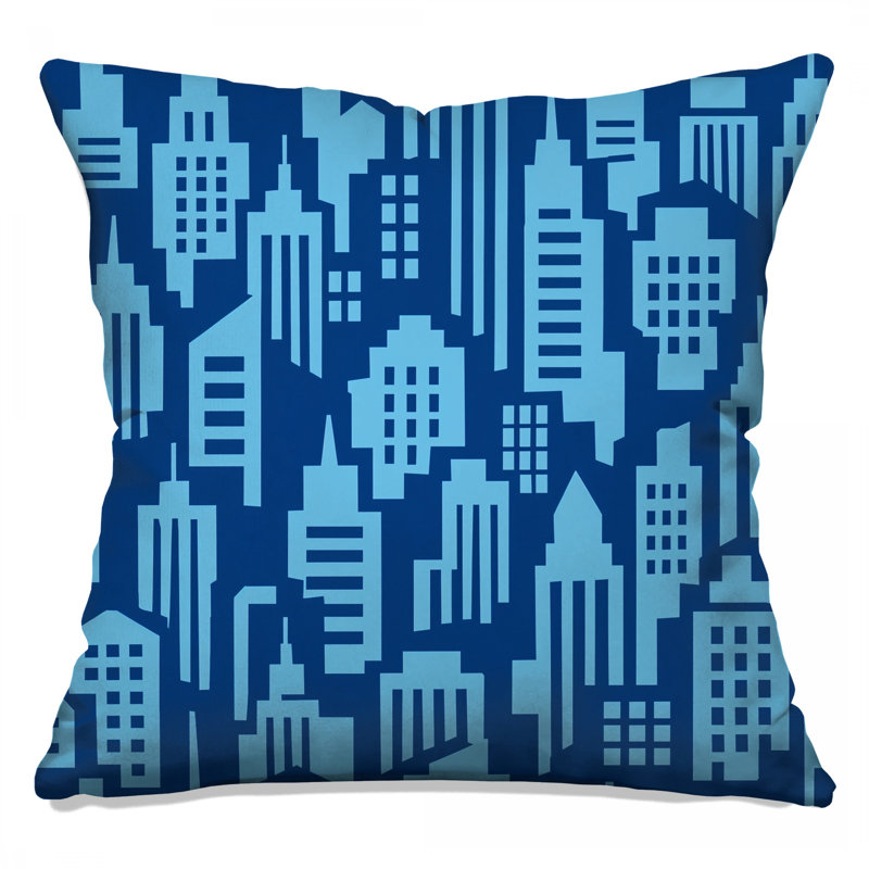 Coussins décoratifs Blue City, 16 x 16 pouces