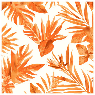 Orange Tropical Leaves Wall Tapestry - Tropical Wall Decor