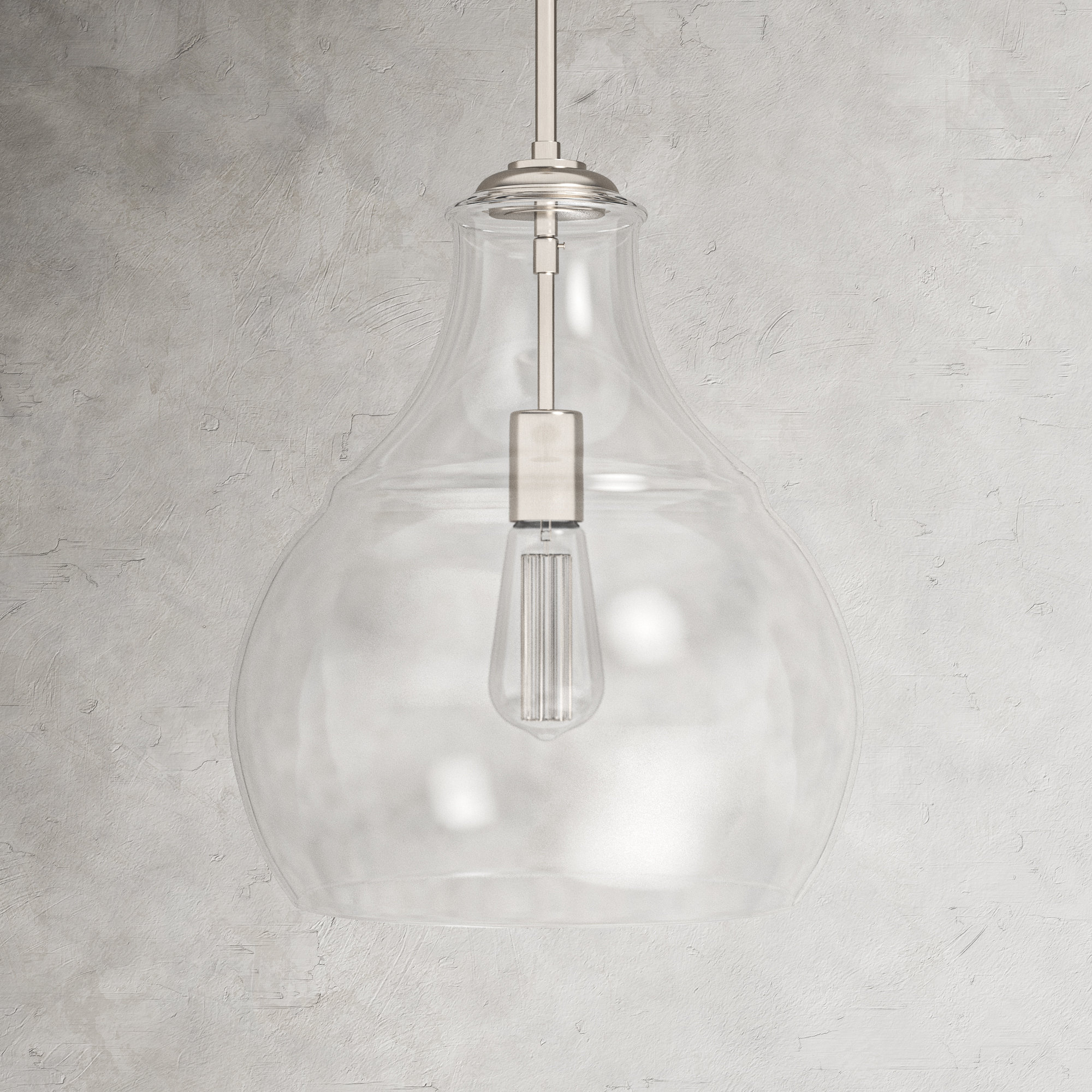 Seagrove Single Light Glass Dimmable Pendant, Satin Nickel