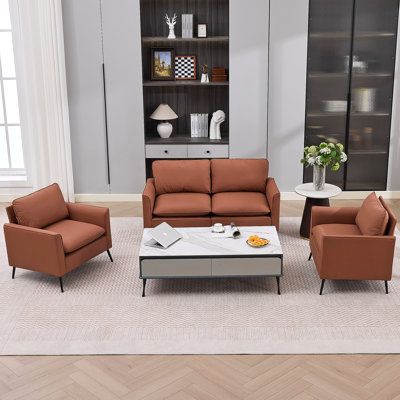 TS Cat paw leather upholstered sofa loveseat,Nordic retro light luxury living room balcony bedroom single casual sofa chair (Brown)