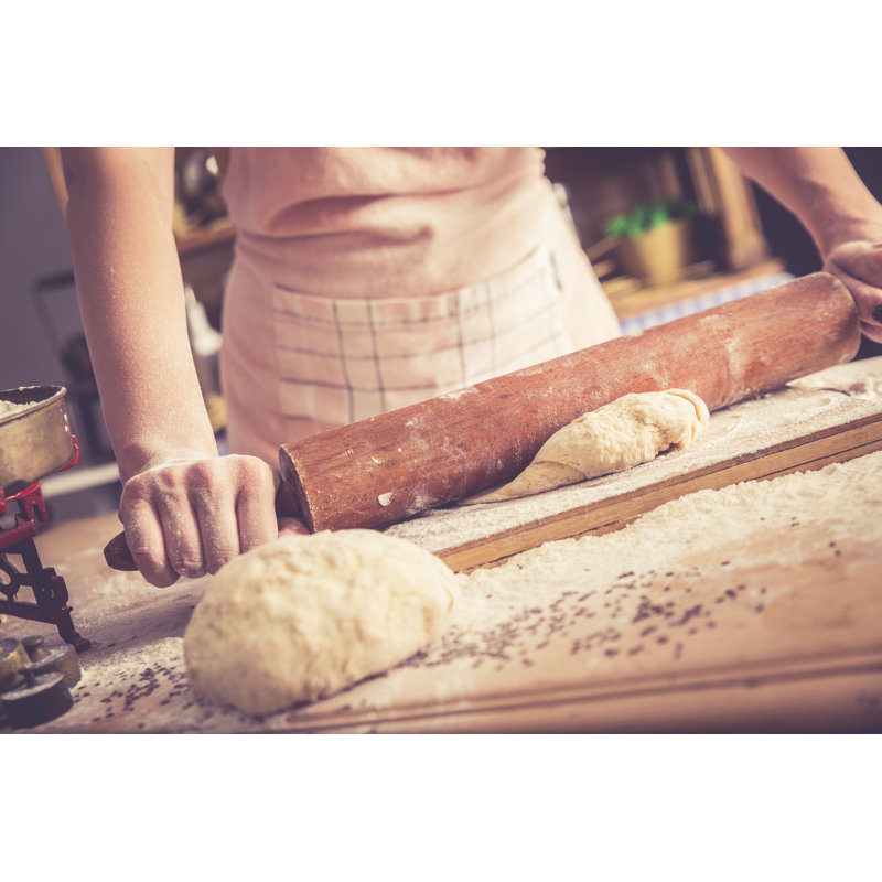 Elizabethton Female Baker Kneading Dough - Wrapped Canvas Print, 61cm H x 91cm W x 3.8cm D