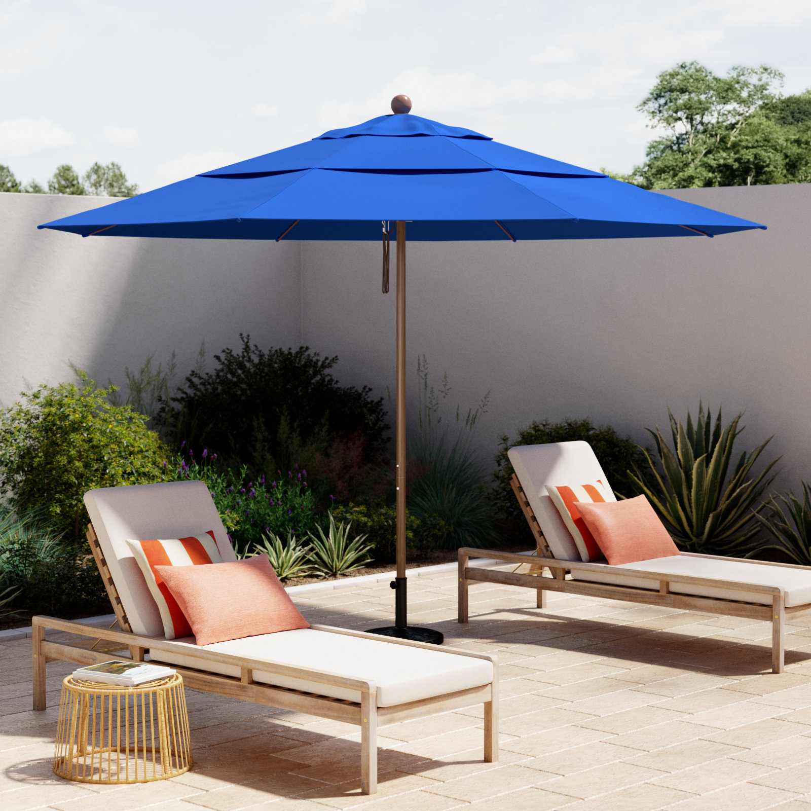 Ambroise 132'' Outdoor Umbrella, Royal Blue Performance