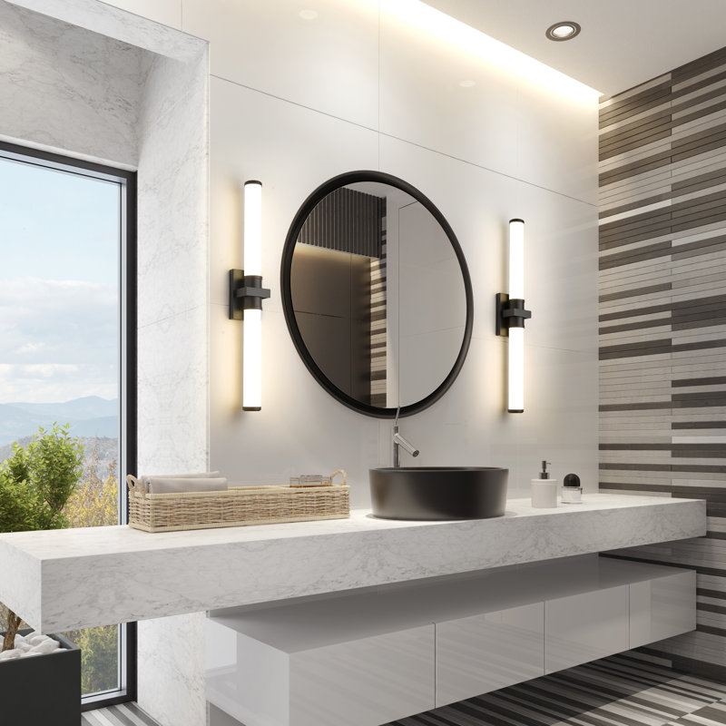Ensemble de meuble-lavabo 1 lumière 32,5 po Clarissa, Noir mat