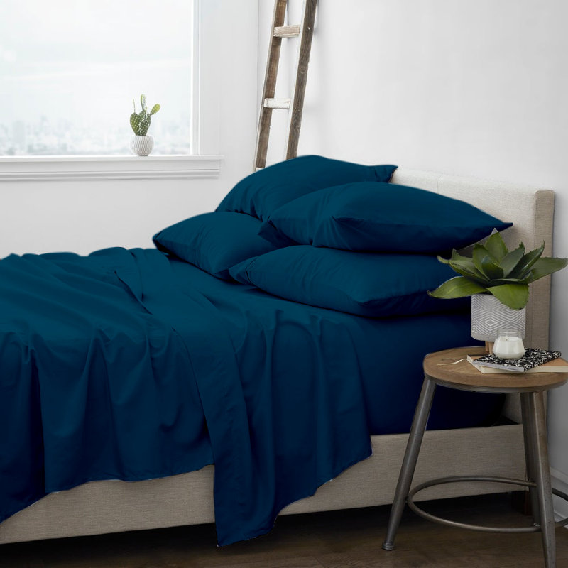 Microfiber Sheet Set, Queen, Navy