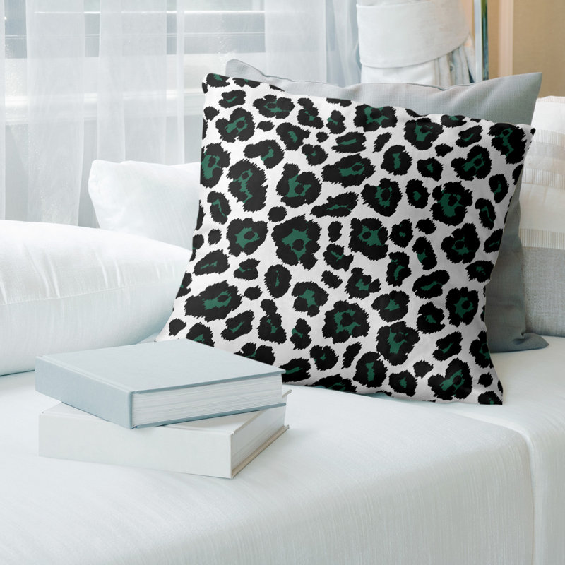 Animal Print Reversible Throw Pillow, 18" x 18", White/Black/Blue, Cotton Twill