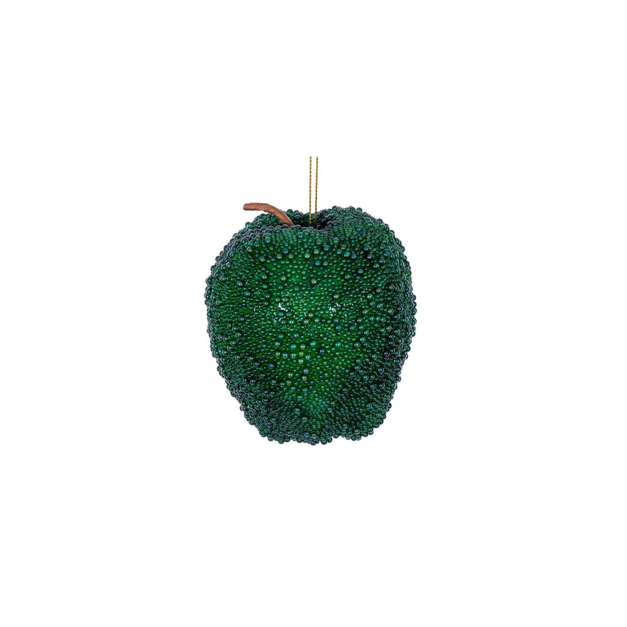 3.5"-4.5" Beaded Fruit Ornament. This includes a set of three., Green Beaded