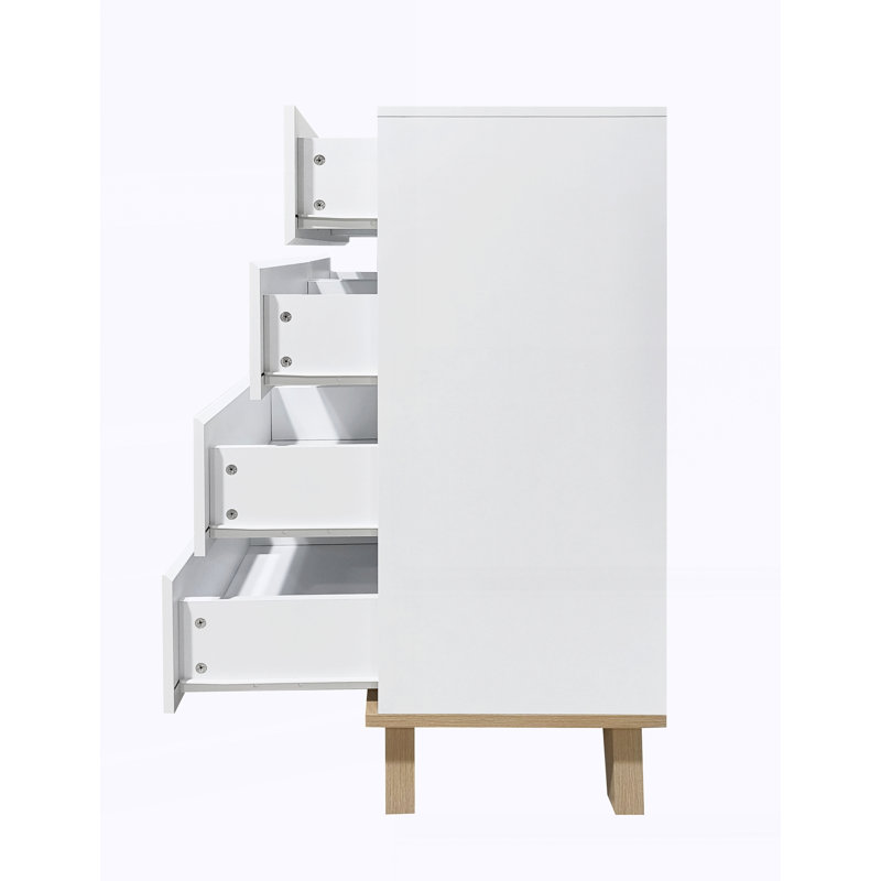 Commode blanche 8 tiroirs, commode haute minimaliste pour le salon de la chambre à coucher