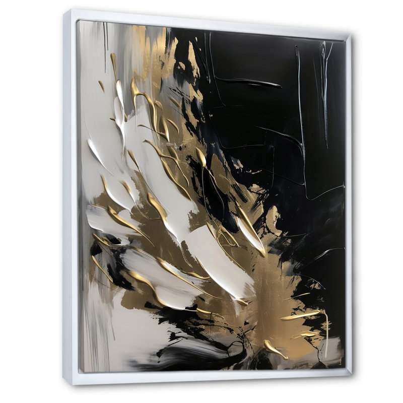 Organic Bliss Minimal Abstract Gold and Black - Art abstrait, peinture murale, H 32 po x l 24 po x P 1 po