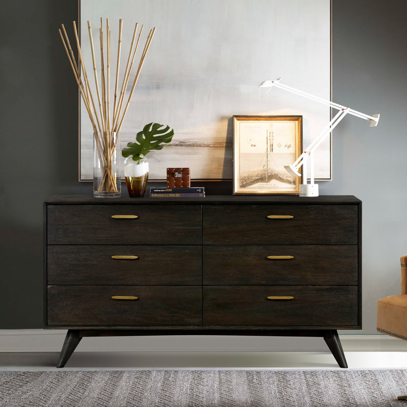 Commode double 6 tiroirs Byer, Brun