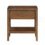 Table de chevet transitionnelle 1pc avec tiroir et tablette ouverte brun clair