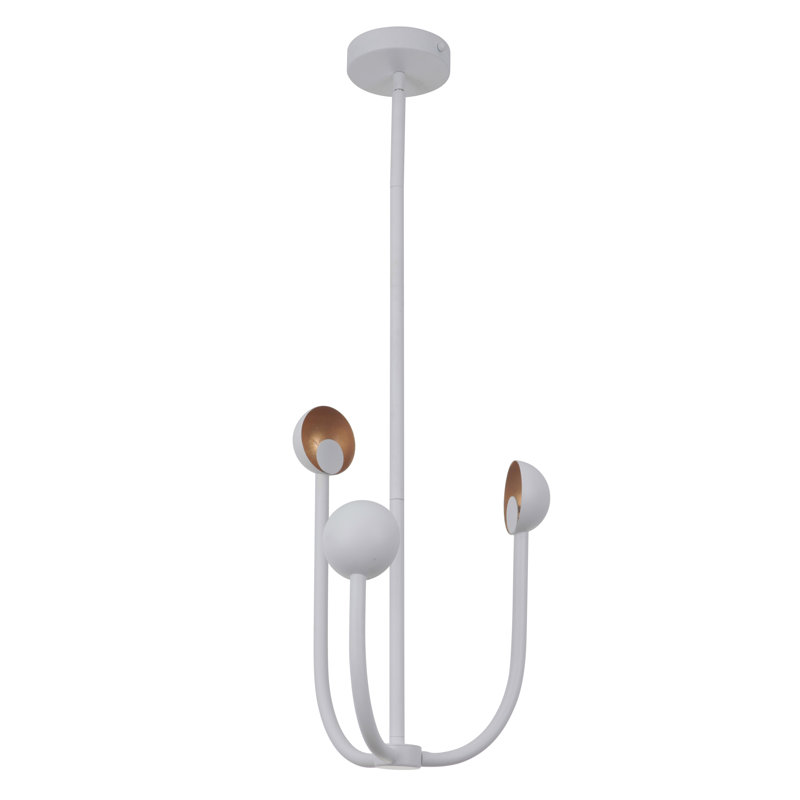 Lustre géométrique unique à 3 lumières Keeter, Blanc