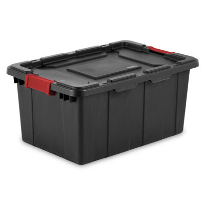 Sterilite Durable Rugged Industrial Tote with Red Latches