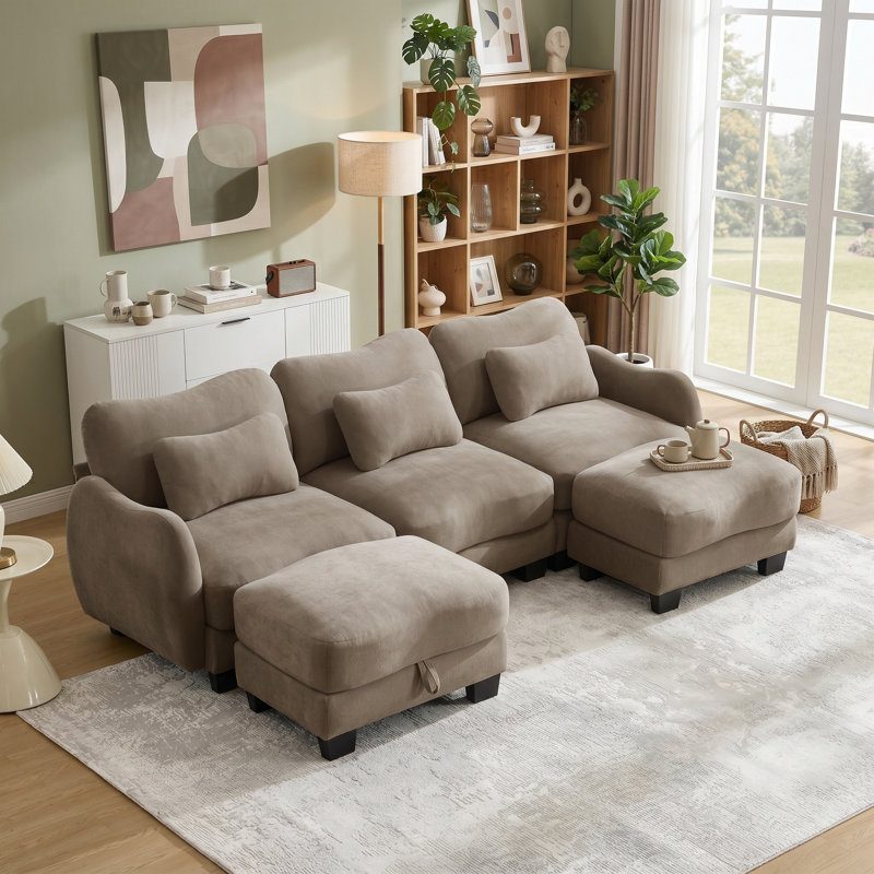 Canapé modulaire en forme de U avec conception ergonomique et repose-pieds mobile Cloud-Like Comfort - Canapé modulaire facile à assembler pour des espaces de vie confortables