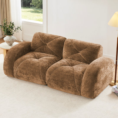 Tissu de velours doux désossé Camel 2, conception antidérapante, éponge haute densité 32d, fond ergonomique, sans assemblage pour les espaces de réception professionnels, canapé avec velours, chameau, rassemblements sociaux